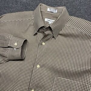 Claiborne Mens Large Non Iron Gingham Button Down Shirt 16.5 Sleeve 32-33